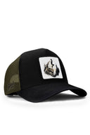 kurt logolu siyah-haki trucker sapka
