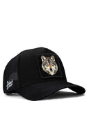 kurt logolu siyah trucker sapka