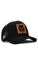 kurt logolu siyah trucker sapka