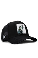 kurt logolu siyah trucker sapka