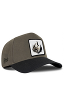 Black & Khaki Baseball Cap with Wolf Patch - BlackBork