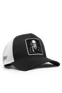 kurukafa logolu cordura siyah-beyaz trucker sapka