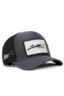 limited edition logolu antrasit-siyah trucker sapka