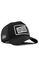 limited edition logolu siyah trucker sapka