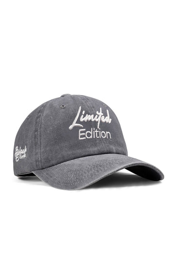 Grey vintage-washed baseball cap with Limited Edition embroidered on the front panel