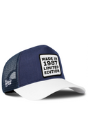 Cordura White & Navy Trucker Hat with Made In 1987 Limited Edition Patch - BlackBork