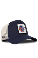 Navy & Beige Trucker Hat with Made In 1987 Patch - BlackBork
