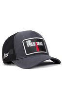 mr president logolu antrasit-siyah trucker sapka