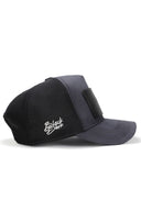 mr president logolu antrasit-siyah trucker sapka
