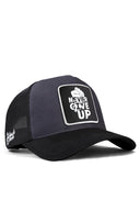never give up logolu siyah-antrasit trucker sapka