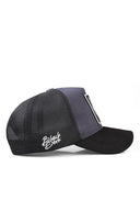 never give up logolu siyah-antrasit trucker sapka