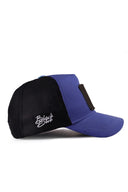 normal is boring logolu siyah-mavi trucker sapka