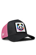 panda logolu siyah-pembe trucker sapka