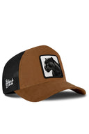 Camel & Black Trucker Hat with Panther Patch - BlackBork