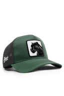panter logolu cordura petrol yesili-siyah trucker sapka
