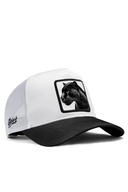 panter logolu siyah-beyaz trucker sapka