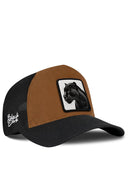 Black & Camel Trucker Hat with Panther Patch - BlackBork