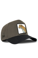 Black & Khaki Baseball Cap with Panther Patch - BlackBork