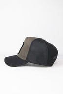 panter logolu siyah-haki trucker sapka