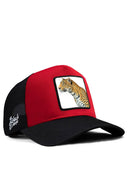 panter logolu siyah-krmz trucker sapka