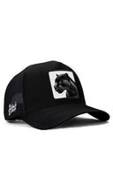 panter logolu siyah trucker sapka