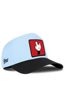 Black & Ice Blue Baseball Cap with Finger Patch - BlackBork