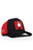parmak logolu siyah-krmz trucker sapka
