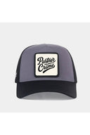 partner in crime logolu siyah-gri trucker sapka