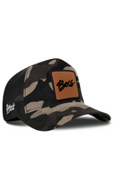 Camo & Black Trucker Hat with Boss Patch - BlackBork