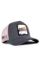 positive logolu antrasit-pembe trucker sapka