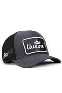 queen logolu antrasit-siyah trucker sapka