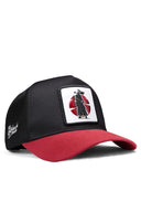samuray logolu krmz-siyah trucker sapka