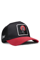 samuray logolu krmz-siyah trucker sapka