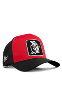 samuray logolu krmz-siyah trucker sapka