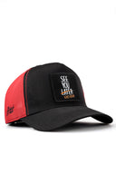 see you later never logolu cordura siyah-krmz trucker sapka
