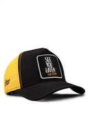 see you later never logolu cordura siyah-sar trucker sapka