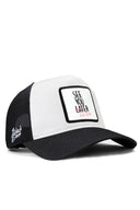 see you later never logolu siyah-beyaz trucker sapka