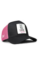 see you later never logolu siyah-pembe trucker sapka