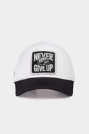 six never give up logolu siyah-beyaz beyzbol sapka