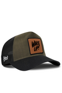 Cordura Black & Khaki Trucker Hat with Wake Up Patch - BlackBork
