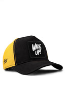 wake up logolu cordura siyah-sar trucker sapka