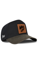 Khaki & Black Baseball Cap with Wake Up Patch - BlackBork