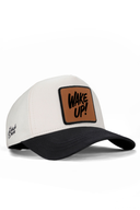 wake up logolu siyah-bej beyzbol premium sapka