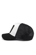 wake up logolu siyah-beyaz trucker sapka