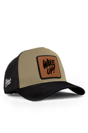 wake up logolu siyah-vizon trucker sapka