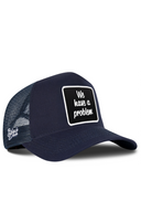 Navy Trucker Hat with We Have A Problem Patch - BlackBork