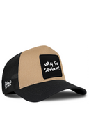 Black & Mink Trucker Hat with Why So Serious Patch - BlackBork