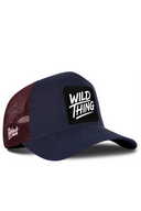 Navy & Burgundy Trucker Hat with Wild Thing Patch - BlackBork