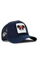 Navy Trucker Hat with X Fashion Panda Patch