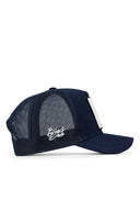 Navy Trucker Hat with X Fashion Panda Patch